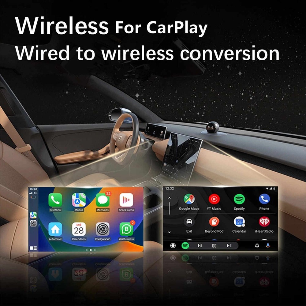 For Apple CarPlay Android Auto Wireless USB Adapter Dongle Bluetooth WiFi Unit