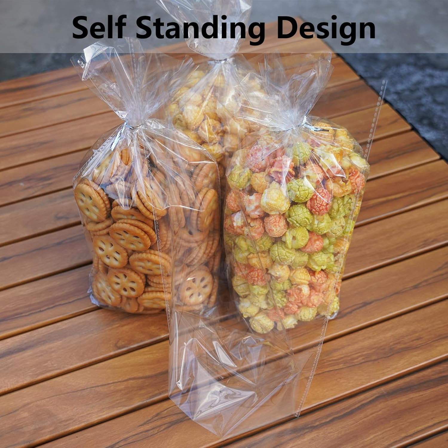 100Pcs 7X11.6 Inch Clear Plastic Cellophane Treat Bags with 4" Twist Ties, Great