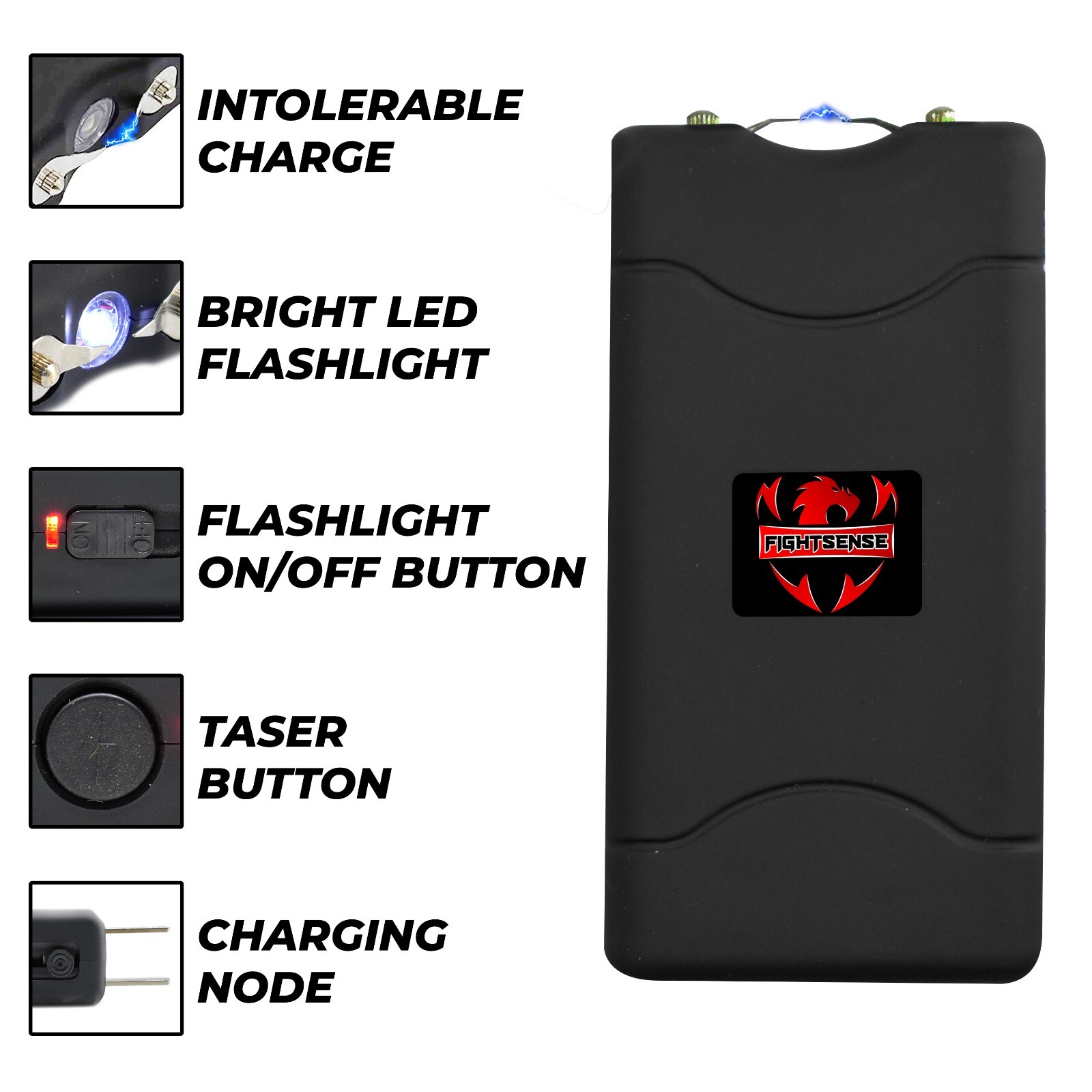 Self Defense Stun Gun with LED Flashlight & 10MV Max Power Rechargeable battery