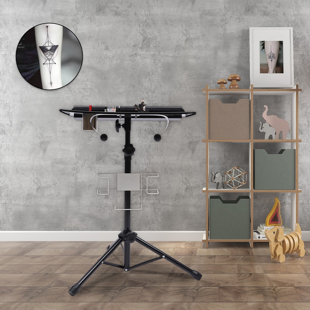 Tattoo Mobile Work Station Stand Fixed Desktop with a Removable Back Tray Black