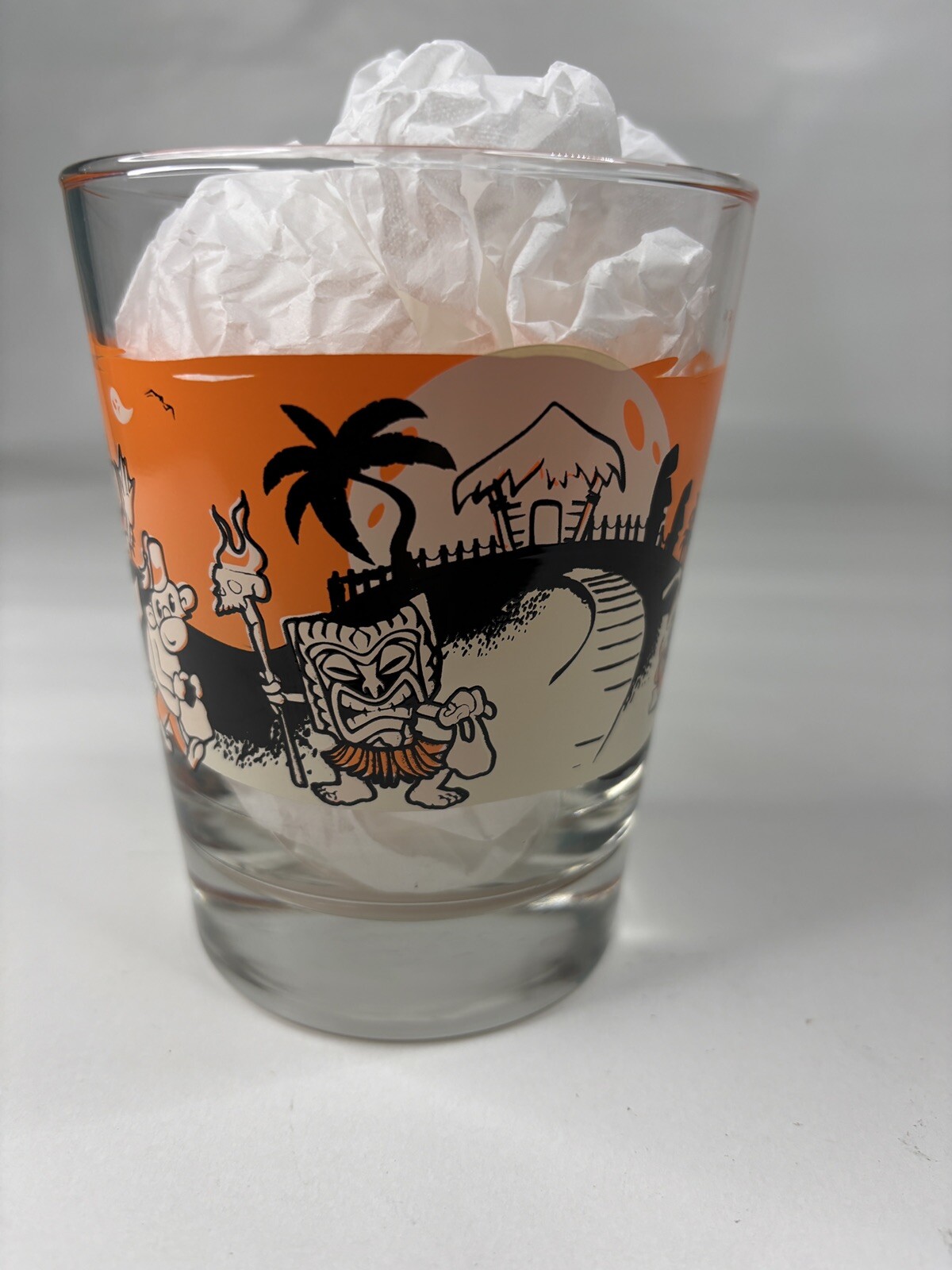Halloween Mai Tai Glass Art by Dr Bill Tiki Bob Ghost Fez Monkey Pumpkin Ohio