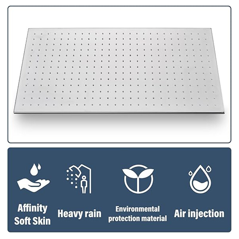 32x16" Large Rainfall High Pressure Luxury Shower Head Top Sprayer Ceiling Mount