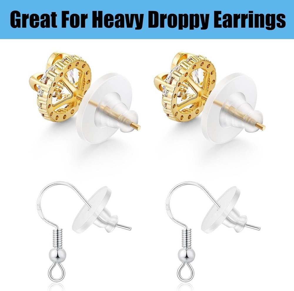Earring Backs Rubber,100pcs Soft Clear Earring Backs for Studs,Hypoallergenic Si