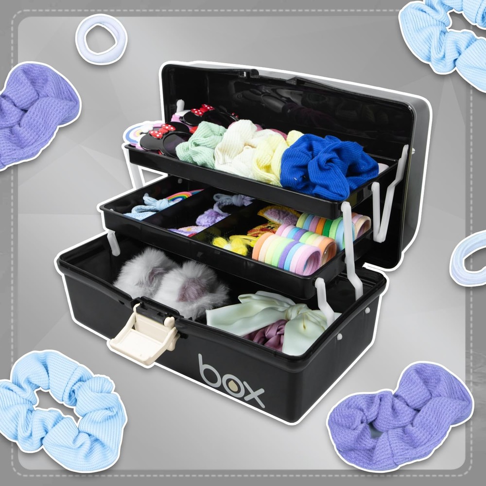 TERGOO 12in Three-Layer Multipurpose Storage Box Organizer Folding Tool Box/A...