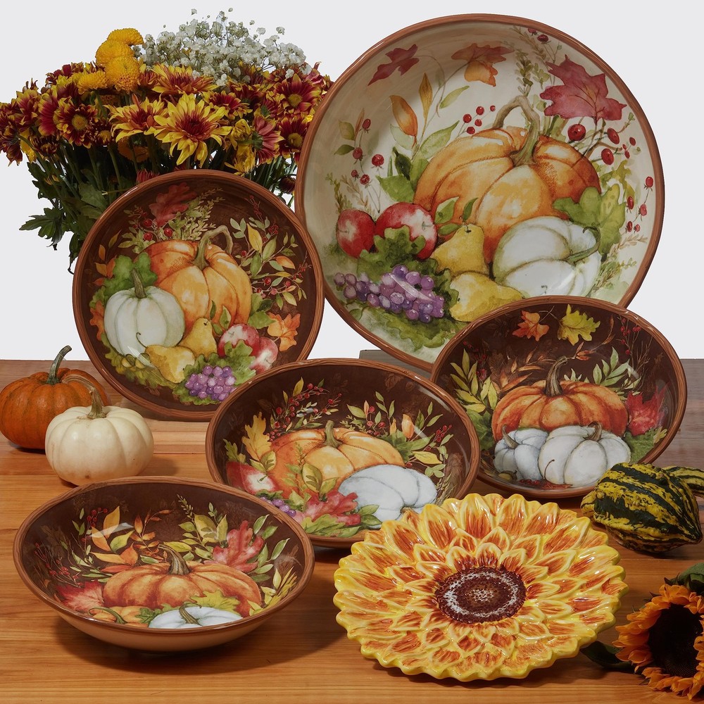 Harvest Blessings Ceramic Rectangular Platter - Ideal for appetizers, desserts,