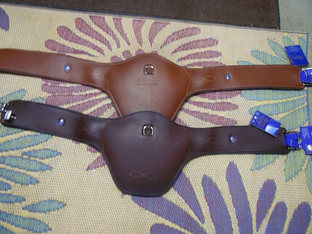 Bates Leather Stud Girth with  Elastic center