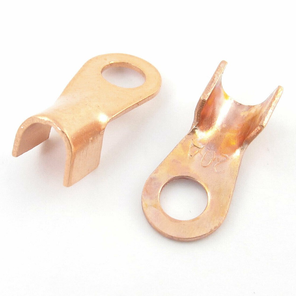 2 Pcs Open Cable Connector Ring Tongue Copper Passing Through Terminal 20A #