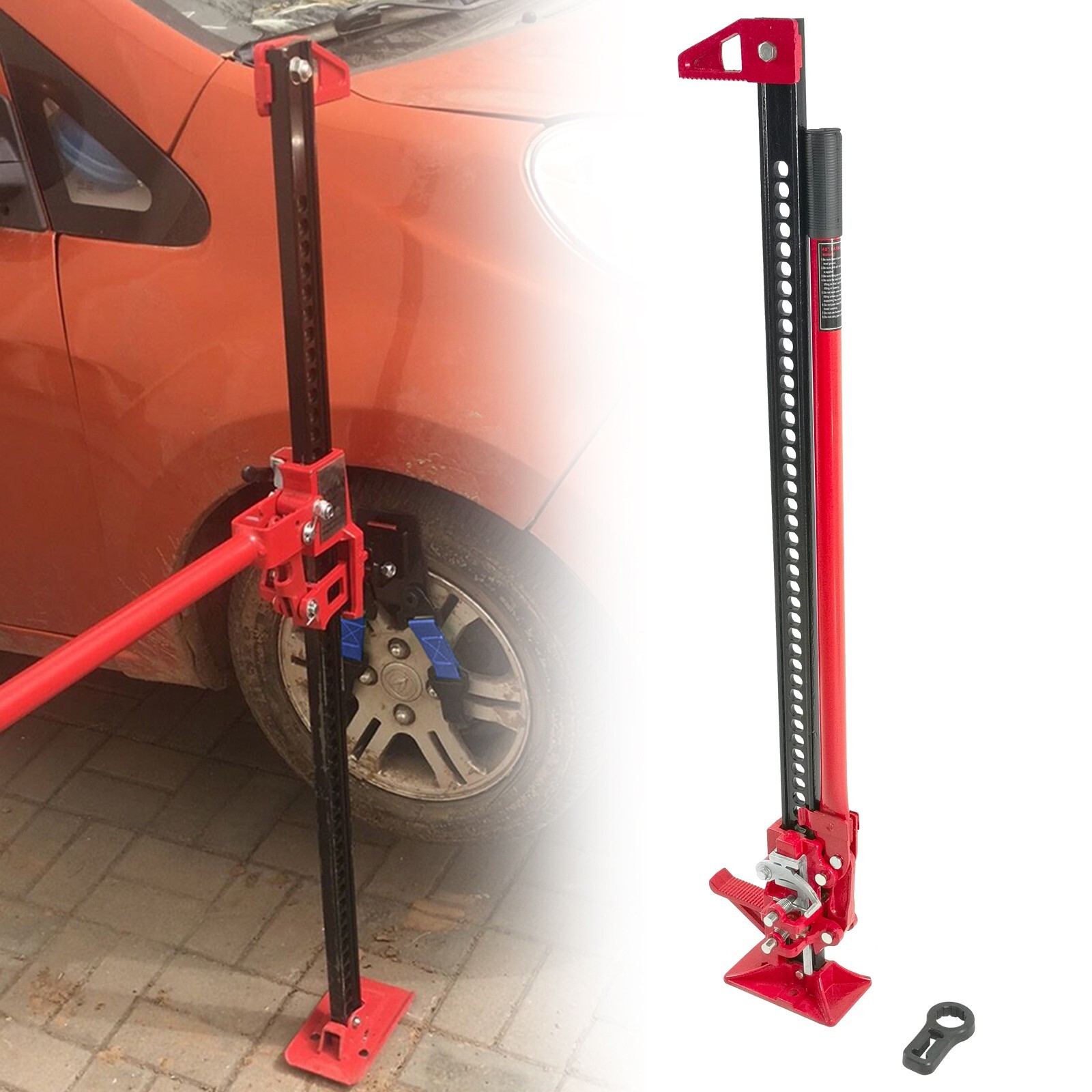 48" High Lift Ratcheting Off Road Utility Farm Jack 6000lbs/3Ton Capacity Red
