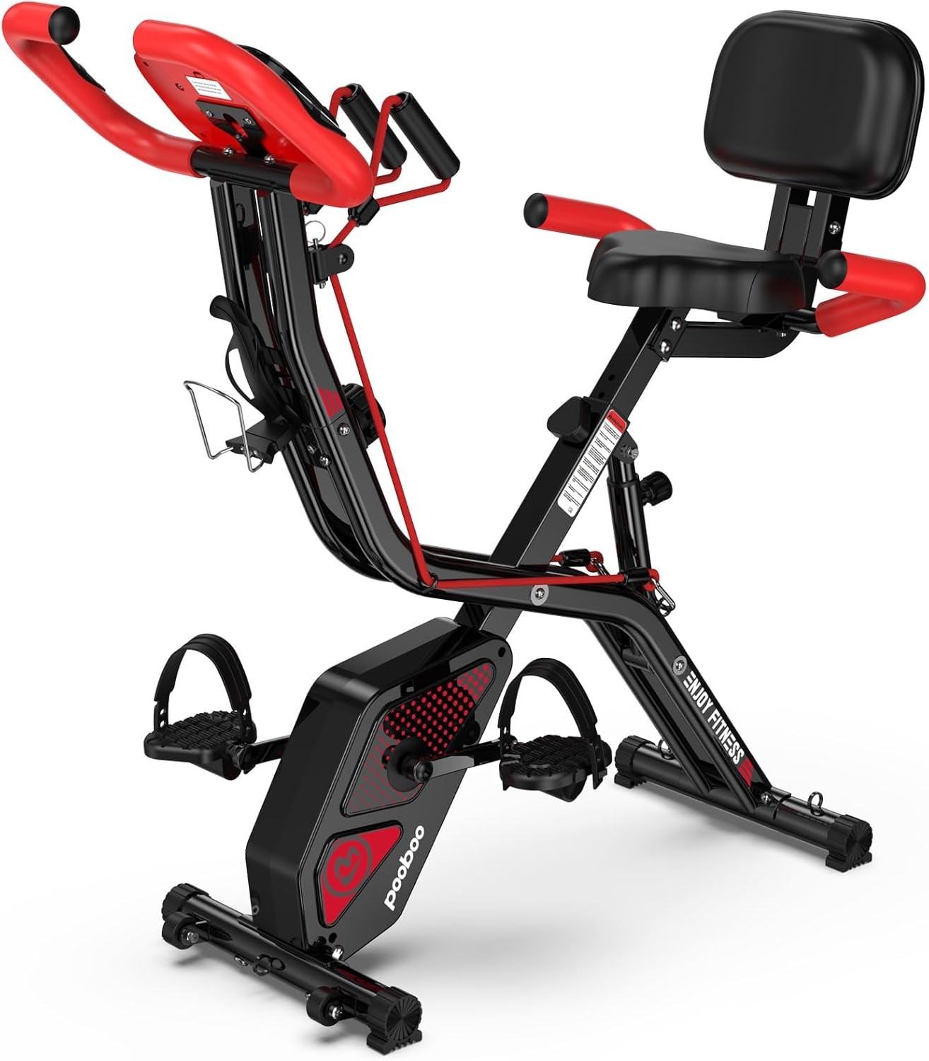 Folding Exercise Bike Foldable Stationary Bike Upright Red X-Bike Fitness Bike