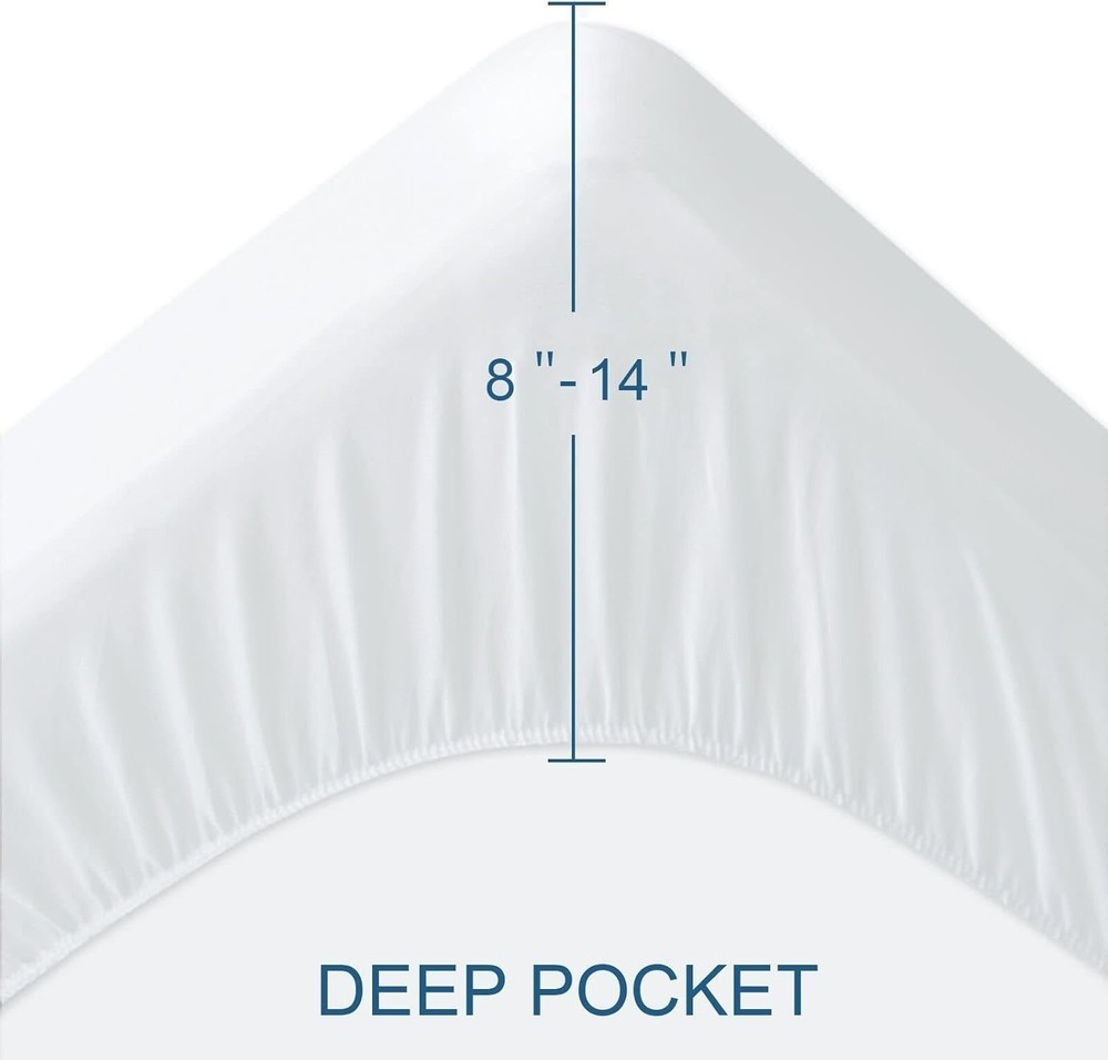 Waterproof Twin Mattress Protector 2 Pack Premium Soft Terry Bed Sheets 14" Deep