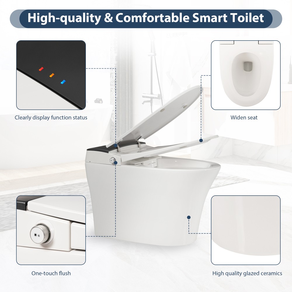 Automatic Flush Tankless Toilet without Bidet w Foot sensor Flush Knob Control