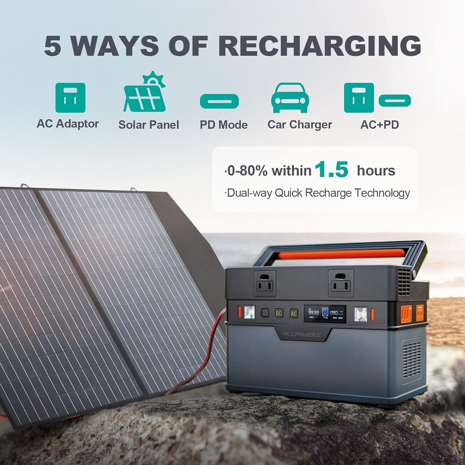 ALLPOWERS Portable Power Station 288Wh / 606Wh Solar Generator Battery Camping
