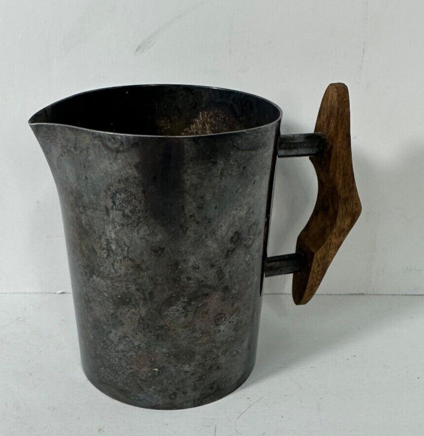 Vtg Creamer Danish Modern Silverplate Teak Wood Mid Century Modern Signed B B