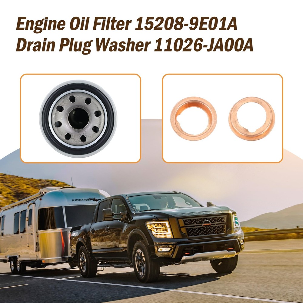 3 Pack Engine Oil Filter 15208-9E01A with Drain Plug Washer 3