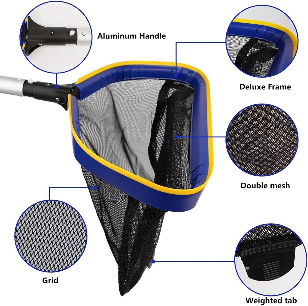 Lightweight Adjustable Pool Rake Net with 10ft Pole for Easy Debris Removal