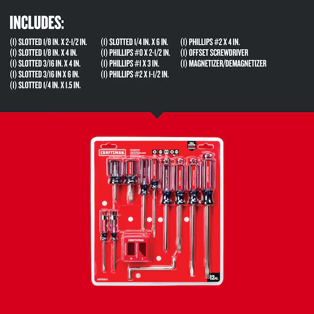 CRAFTSMAN Screwdriver Set, Assorted, 12Piece (CMHT65044)