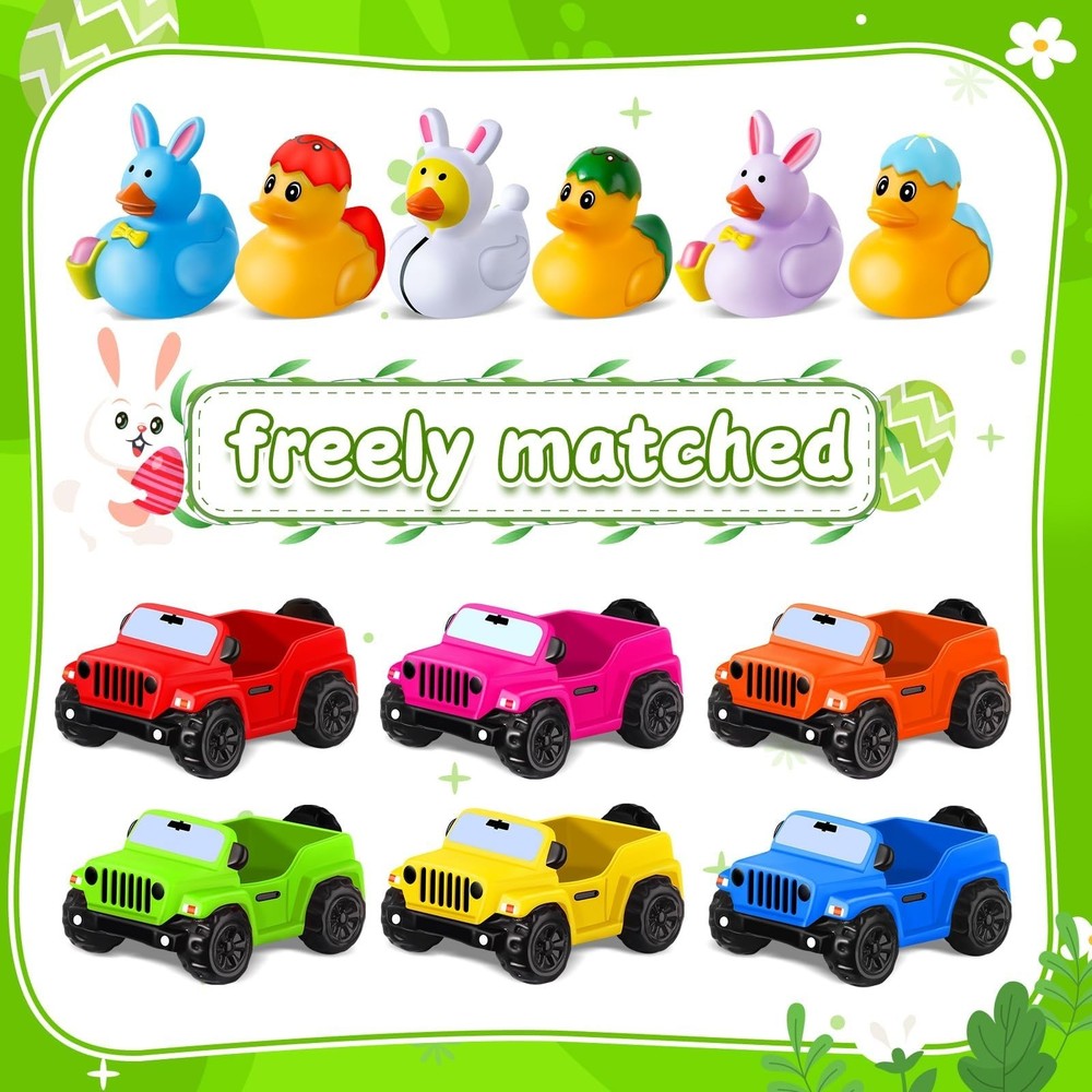 24 Pcs Easter Rubber Ducks for Jeeps, Easter Basket Stuffers Easter Egg Fille...