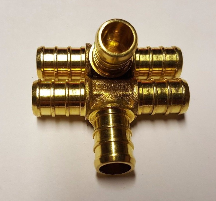 25 PIECES 1/2" X 1/2" X 1/2" PEX TEE - BRASS CRIMP FITTINGS (LEAD-FREE BRASS)