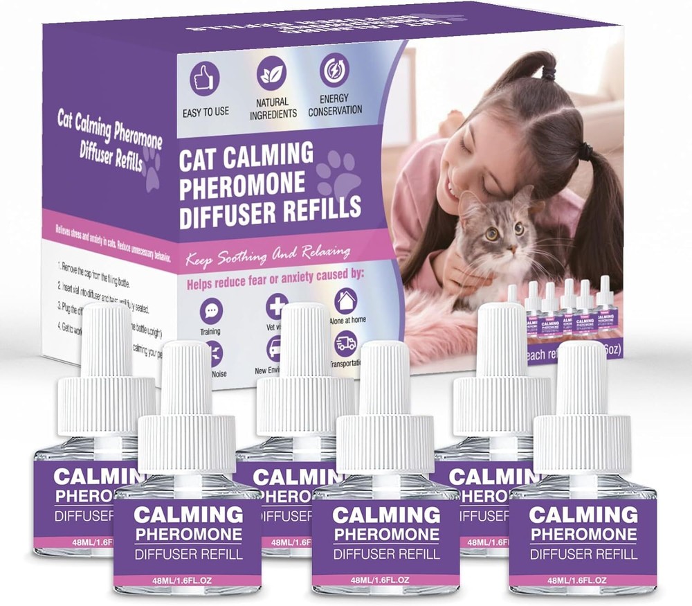 Cat Pheromones Calming Diffuser Refill 6 Pack Multicat 6 PACKs, Purple