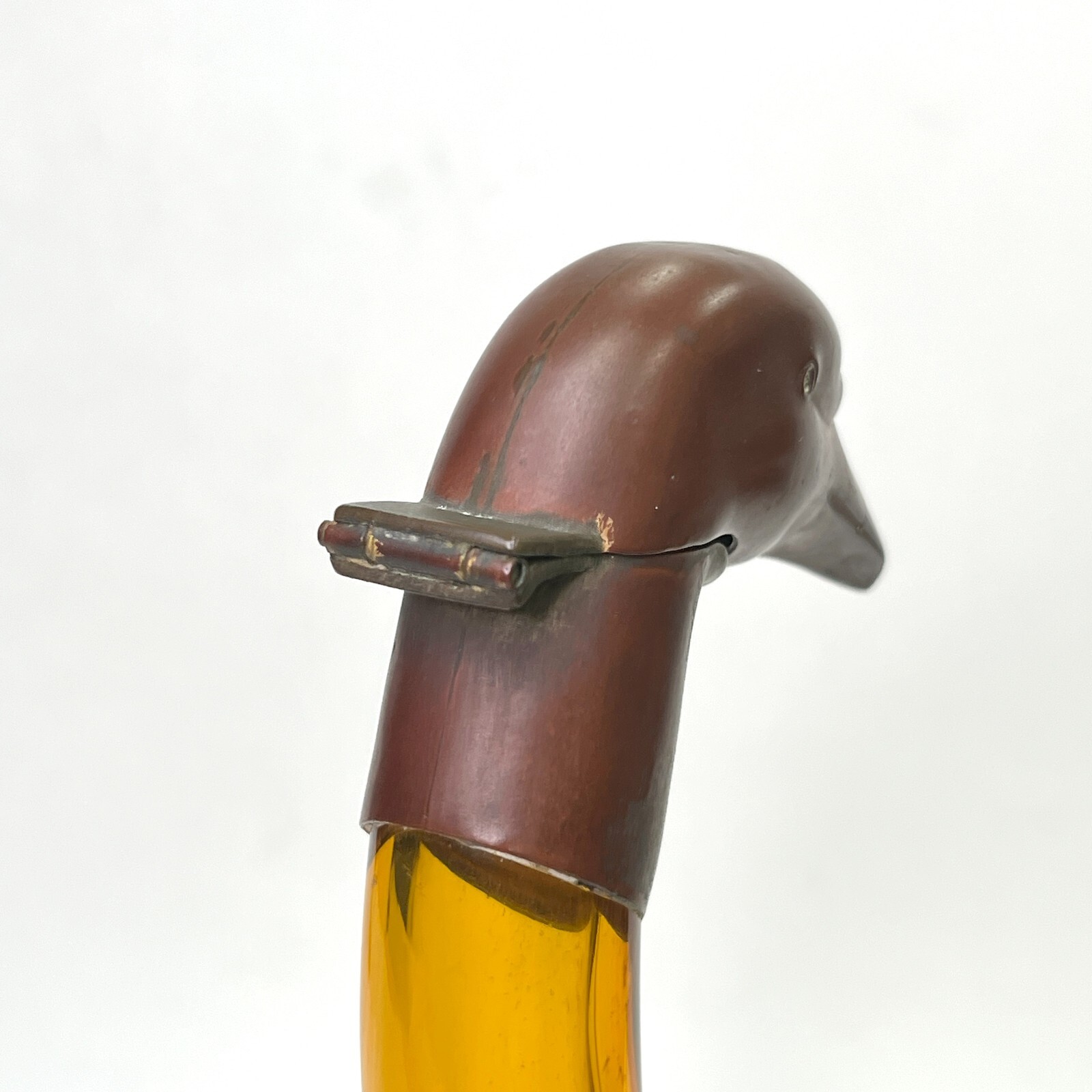 Czechoslovakia Amber Glass Decanter Goose Swan Duck Claret Jug