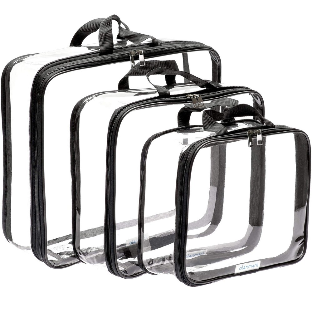 Clear Compression Packing Cubes 3 Set - Large See-Through Plastic Suitcase Ba...
