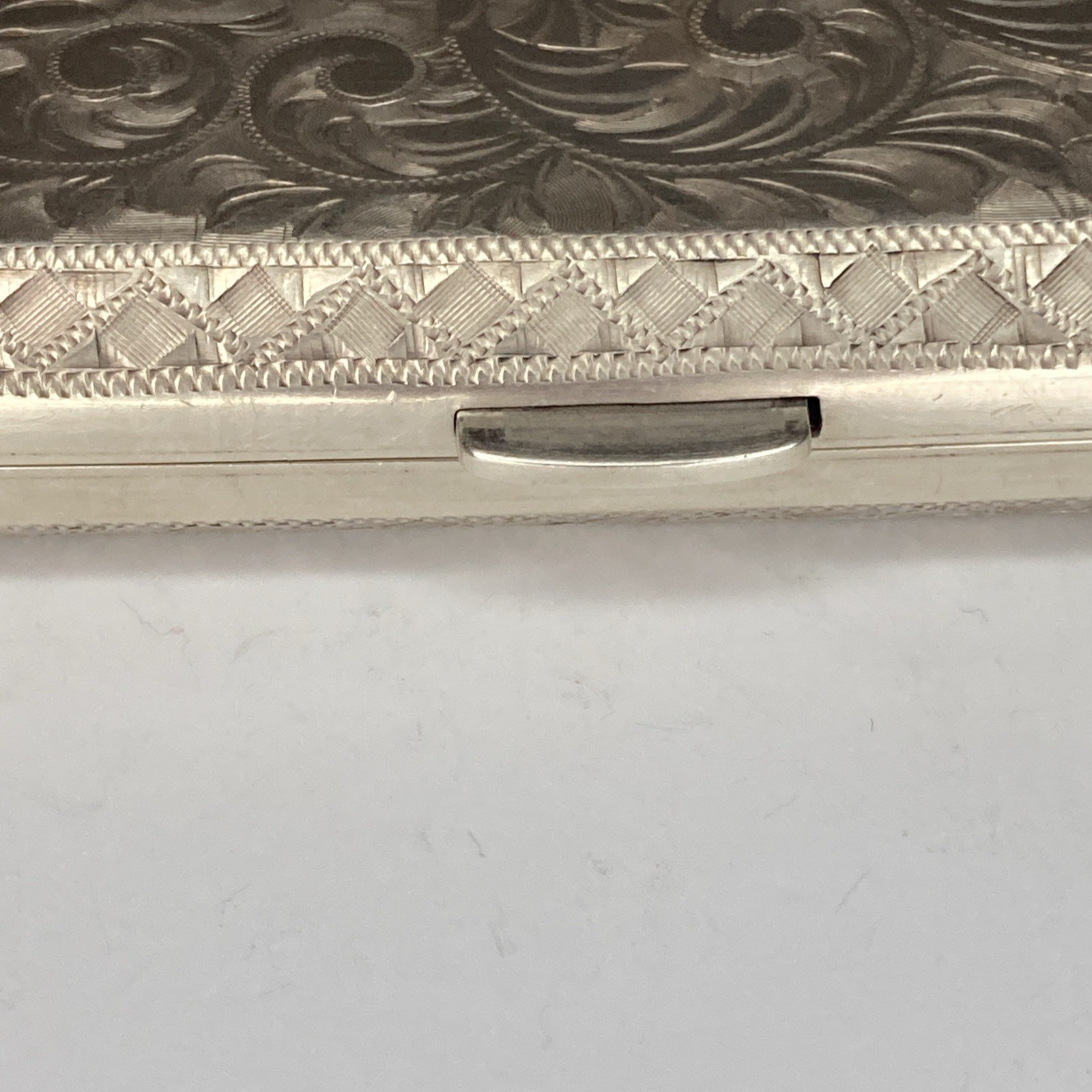 Sterling Silver .950 Cigarette Case Vintage Engraved~Made In Japan(130.5 Grams)