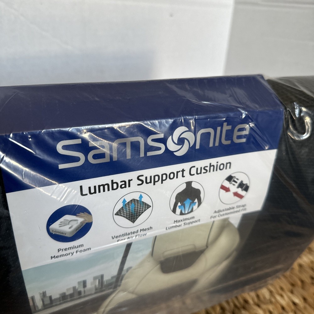 Samsonite Premium Memory Foam Lumbar Back Support Cushion NEW