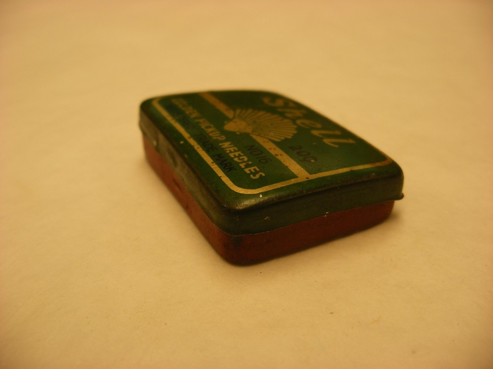 Phonograph Victrola Gramophone - Needle Tin - Shell Golden Pickup