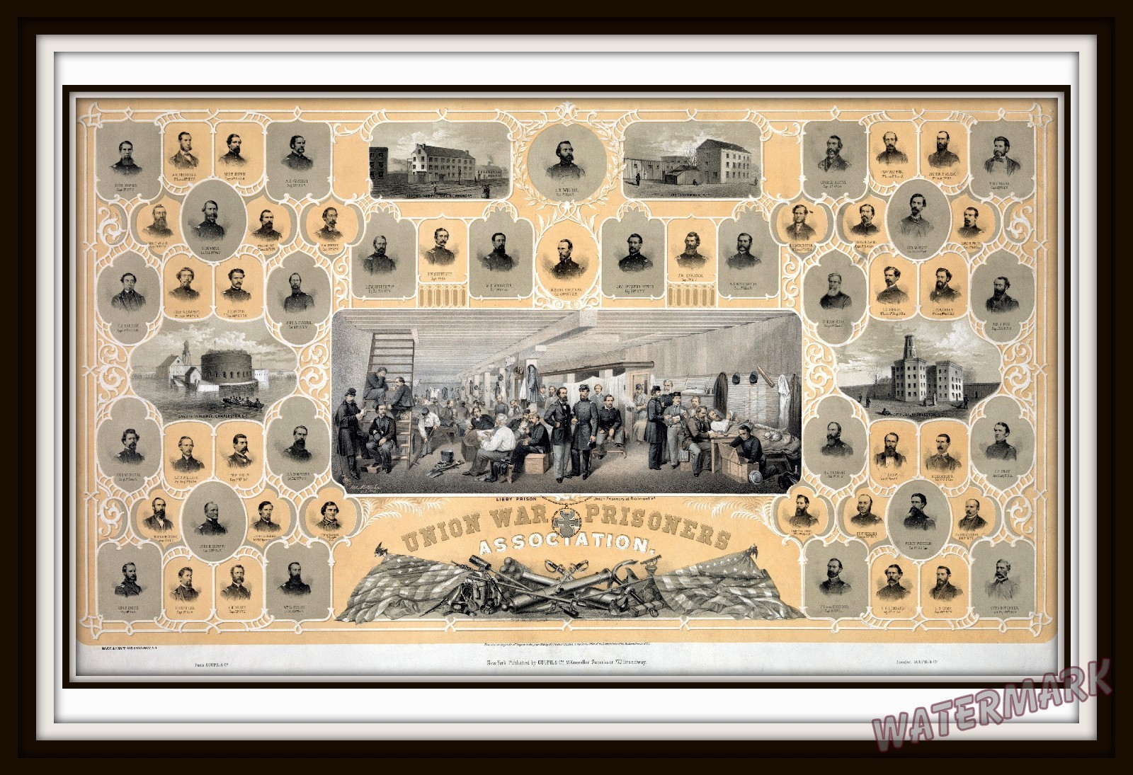 Wall Art - Civil War 1863 War Libby Prisoners Lithograph 13x19  inches