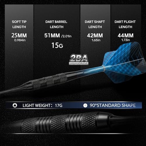 12 Pack Soft Tip Darts Set - 17g Plastic Tip Darts with 40 Extra Tips & Case