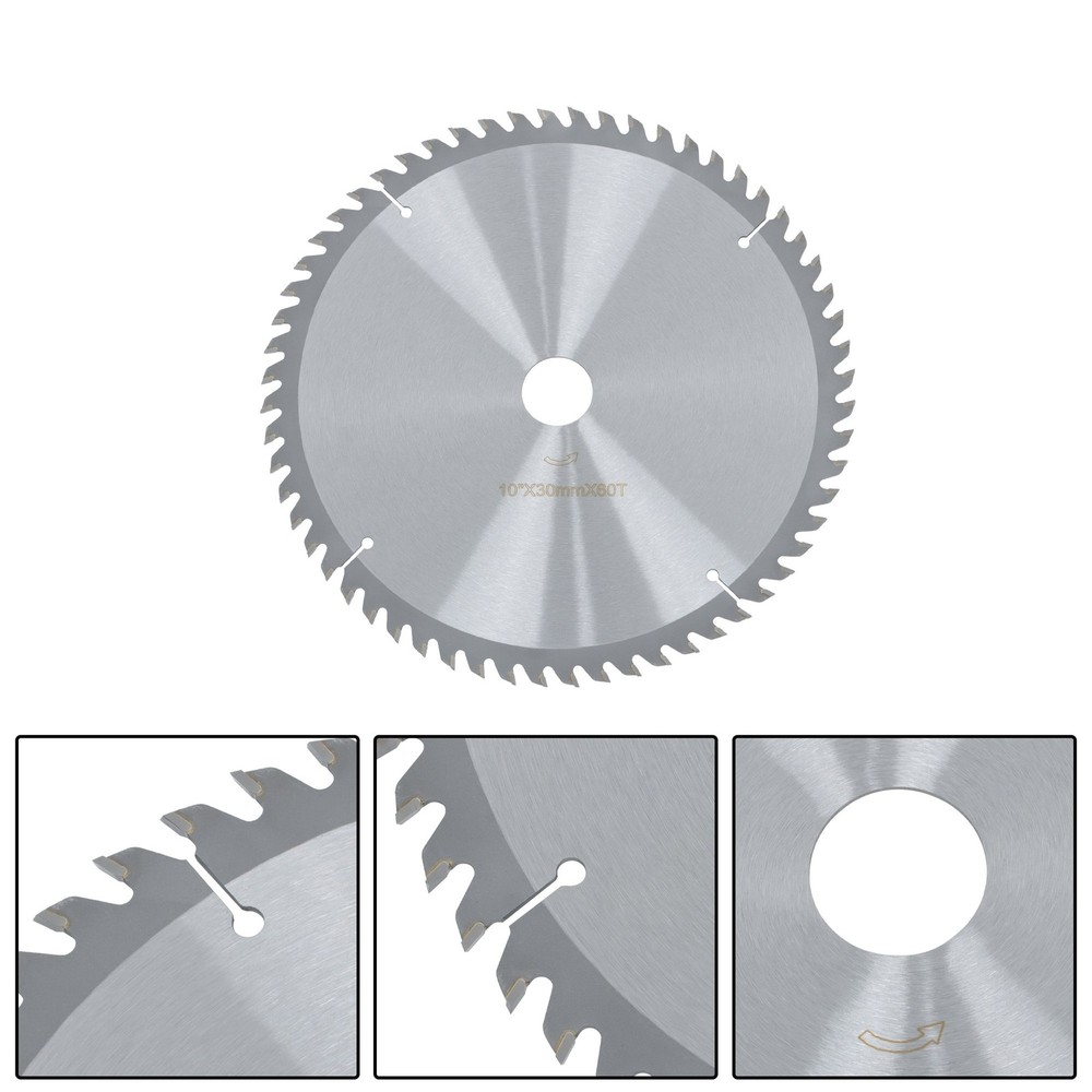 Professional 10"×30mm×60T Circular Blade - Fast Cutting for DIY Projects, Silver