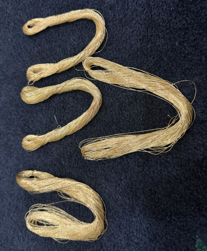 Vintage Golden Embroidery Threads 4 pcs