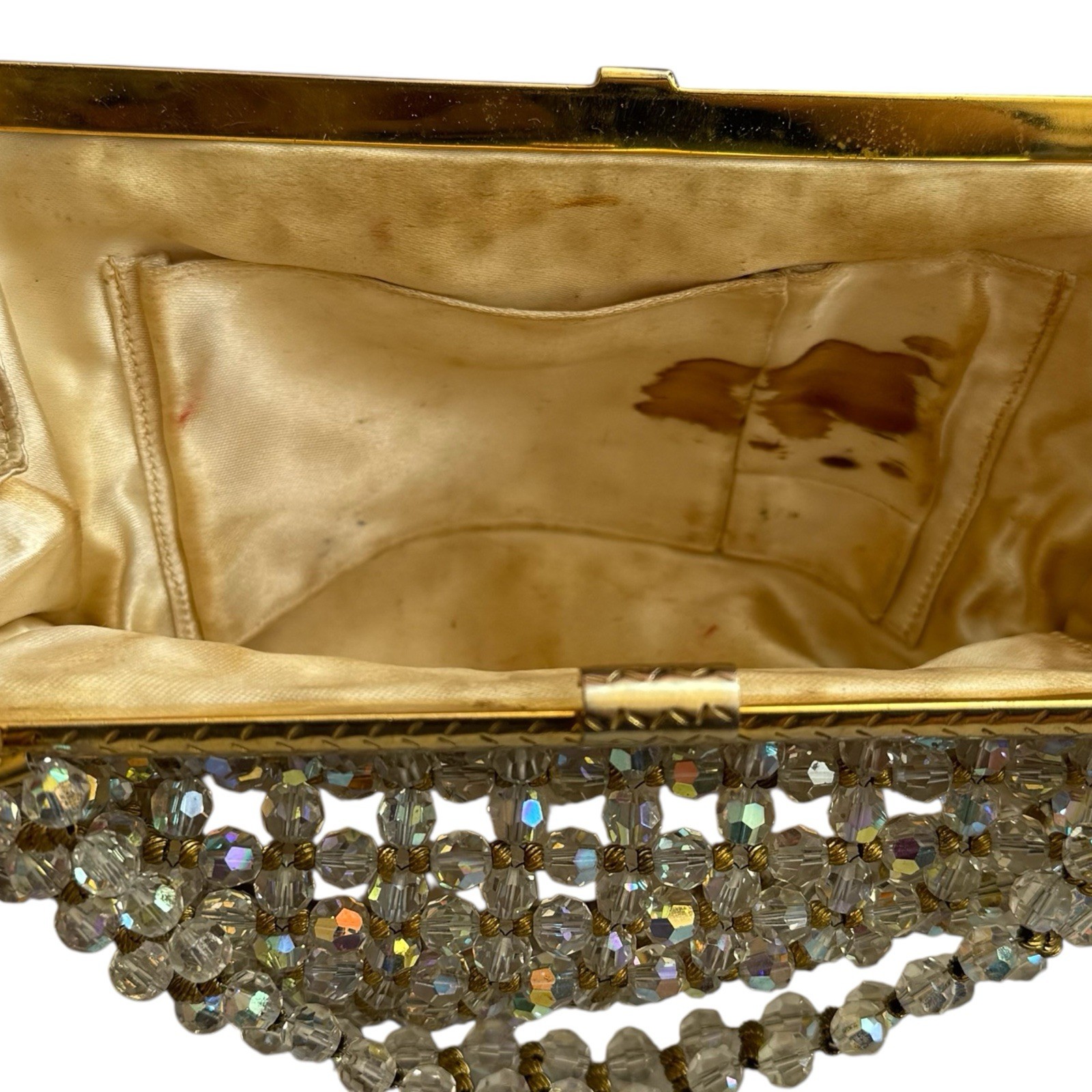 Vintage Iridescent and Gold Heavily Beaded Handbag Evening Special Occasion