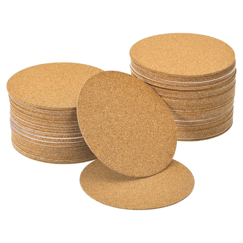 100 x Self-Adhesive Cork Round, 3 Inch Cork Backing Sheets Cork Coasters