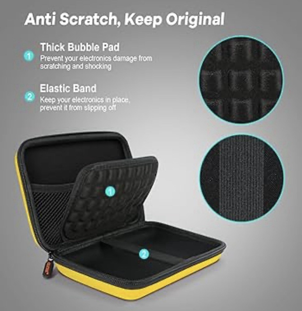 Bright Yellow Hard Shell Electronic Organizer Carrying Case - Shockproof Larg...