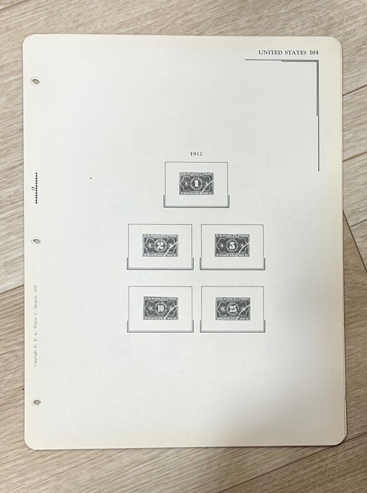 VINTAGE SARGENT LOOSE LEAF STAMP ALBUM PAGES #119 UNITED STATES BOB SUPPLEMENT