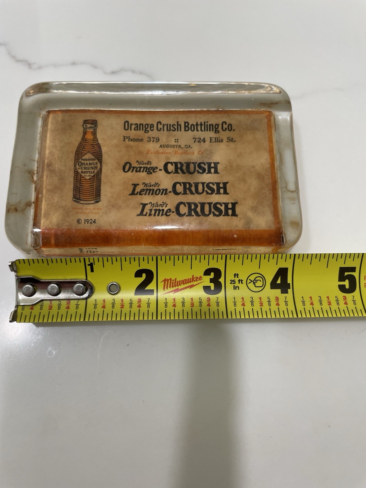 Rare Vintage Original 1924 Orange Crush Paperweight Bottle Glass