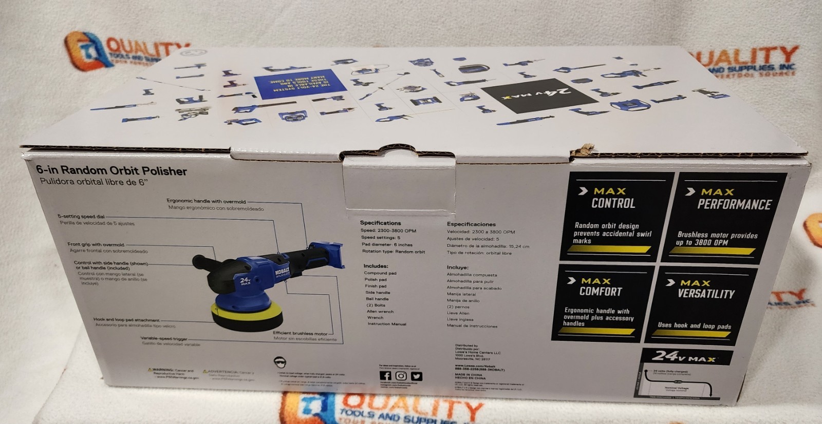 New Kobalt KPO 124B-03 24V Max Brushless 6" Random Orbit Polisher - Bare Tool