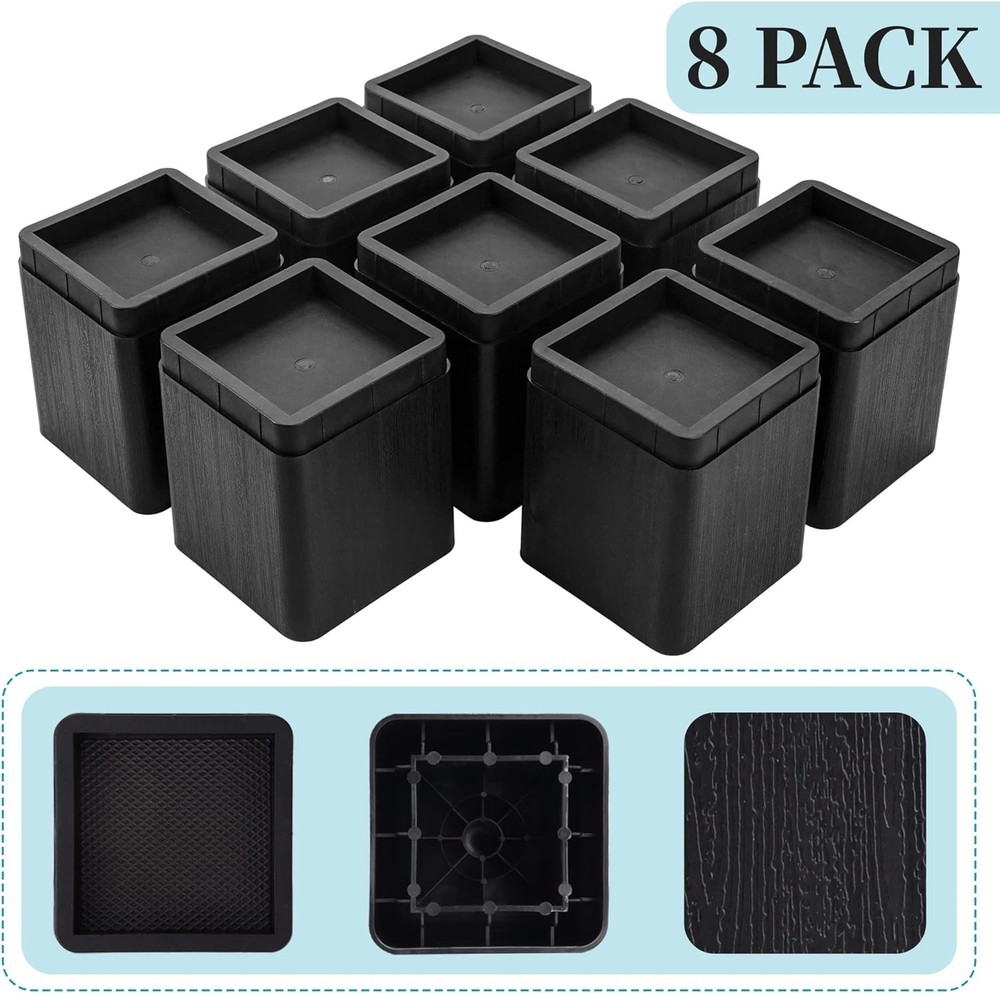 Versatile 4-Inch Heavy-Duty Bed Risers - Perfect for Enhanced Under-Bed Storage
