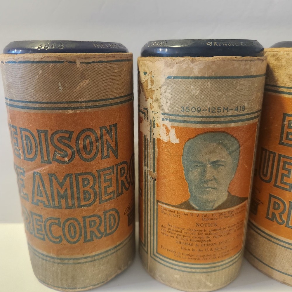 4 Edison Blue Cylinder Record Untested