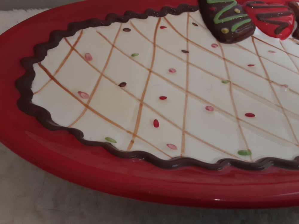 Christmas Tree Gingerbread Candy Cookie Platter Serving Dish Holiday Party