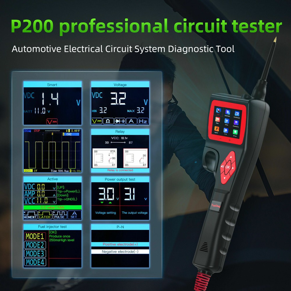 Electric Power Probe Circuit Tester Multi-meter Oscilloscope Relay Injector Test