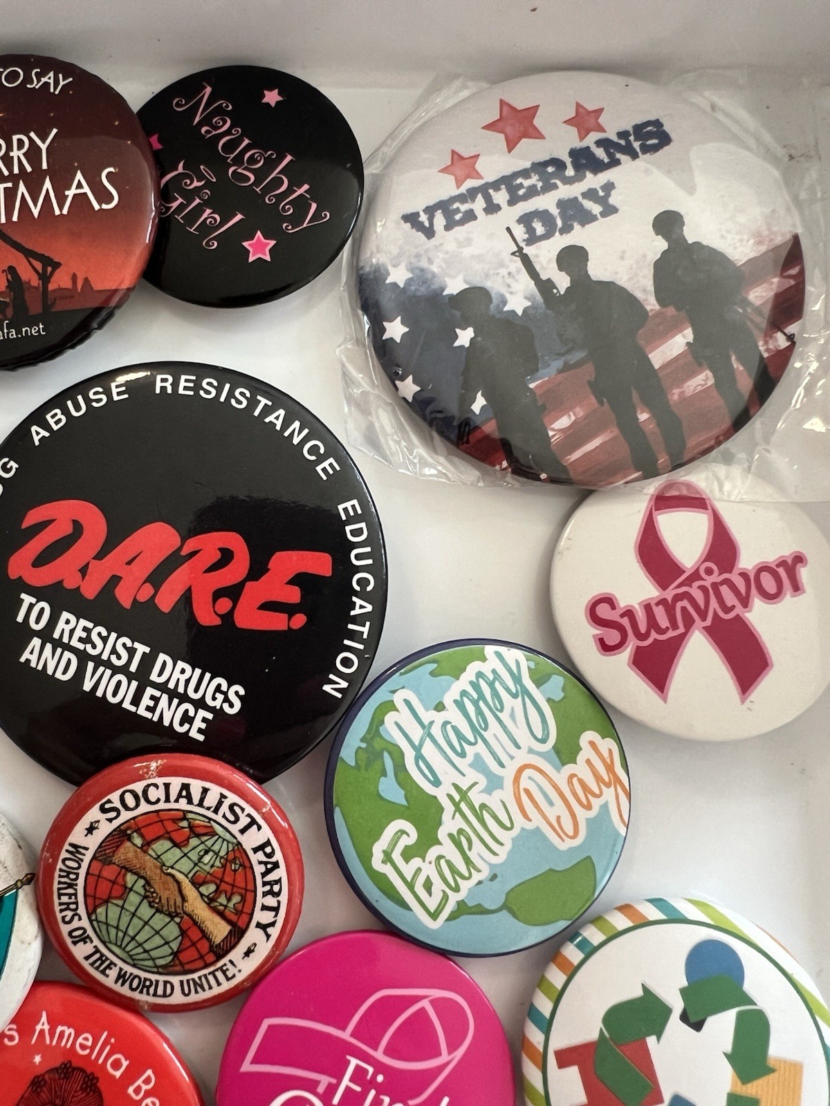 Lot 70+ Vintage Pinback Buttons Political Advertisement Pop Culture Assorted Mix