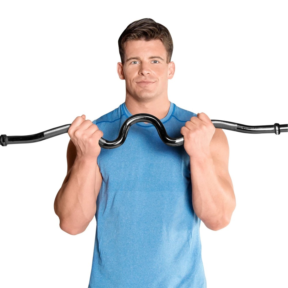 Barbell Standard 1-Inch Threaded Solid Super Curl Bar, Black