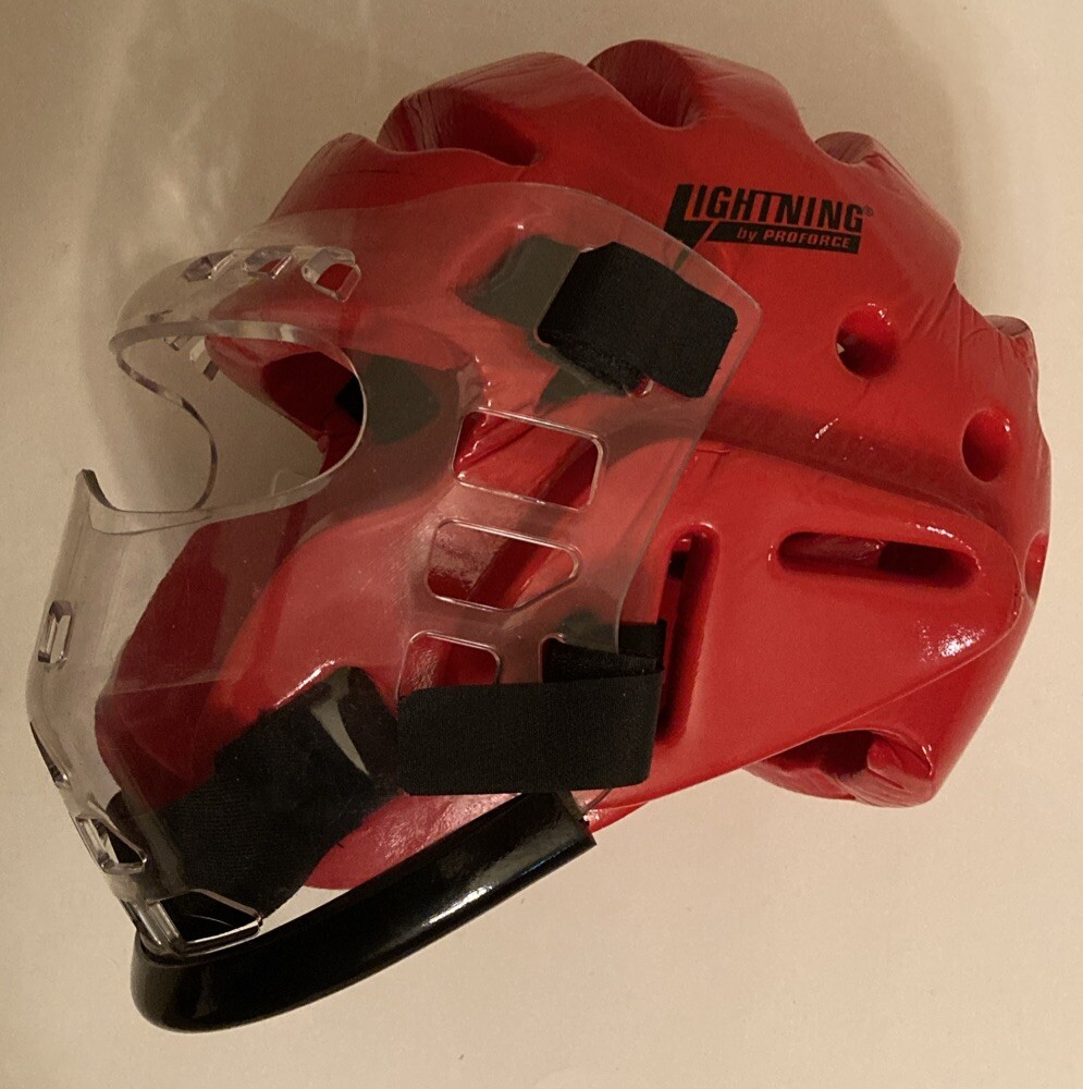 ProForce Lightning Sparring Headgear, Red XL With ProForce II Clear Face Shield