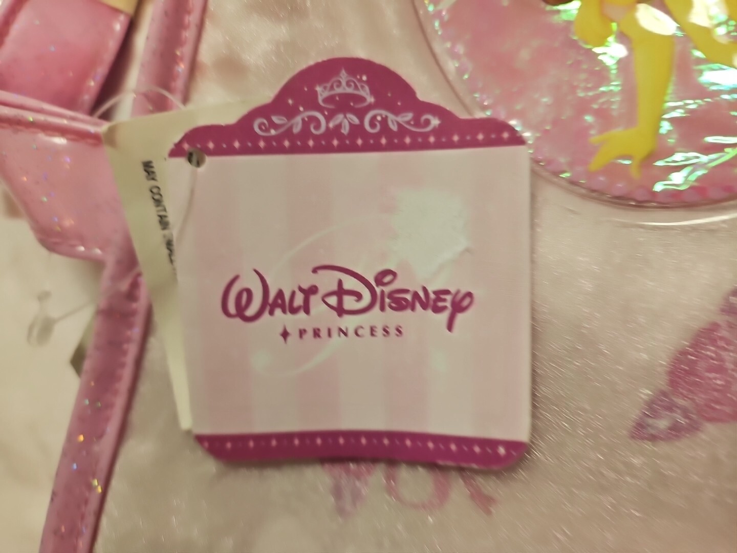 Disney Princess' Glitter Tote Bag Satin Pink Girls 11X12 NEW