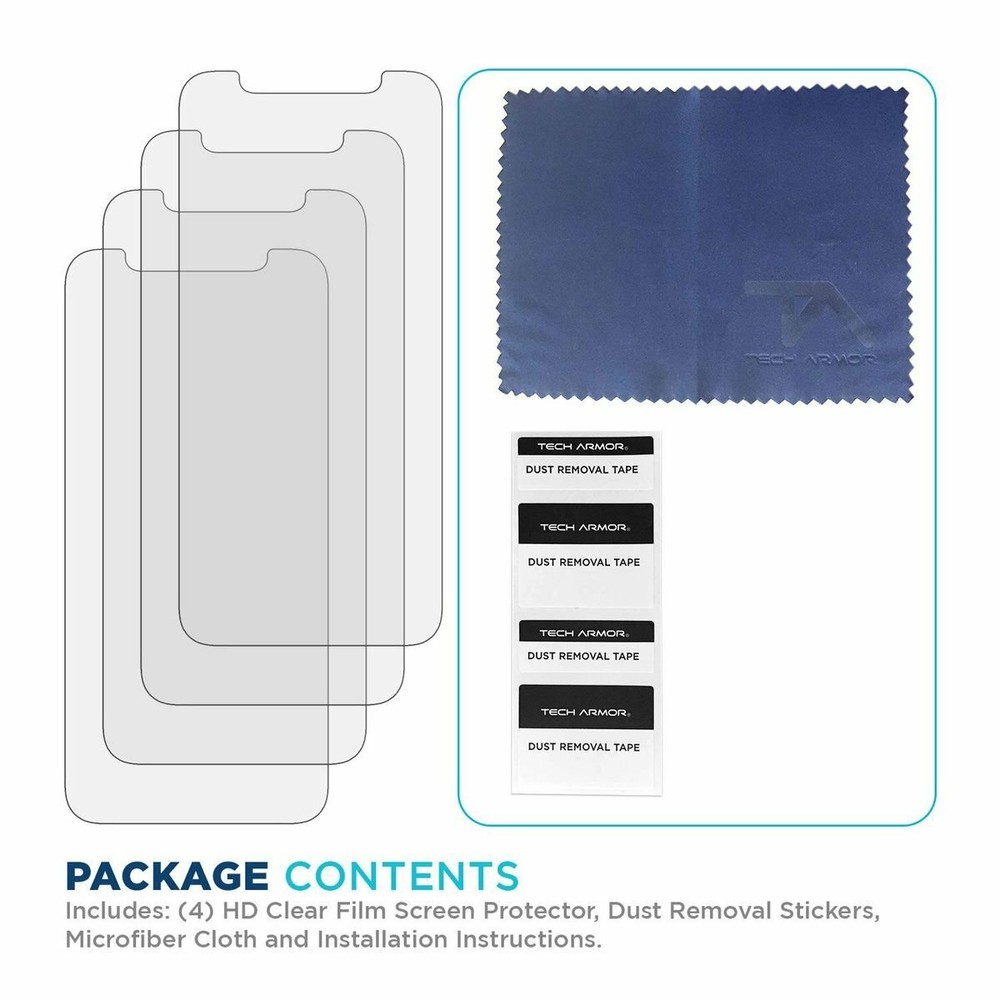 Tech Armor HD Clear Film Screen Protector for iPhone 12 Pro Max 6.7" [4-Pack]
