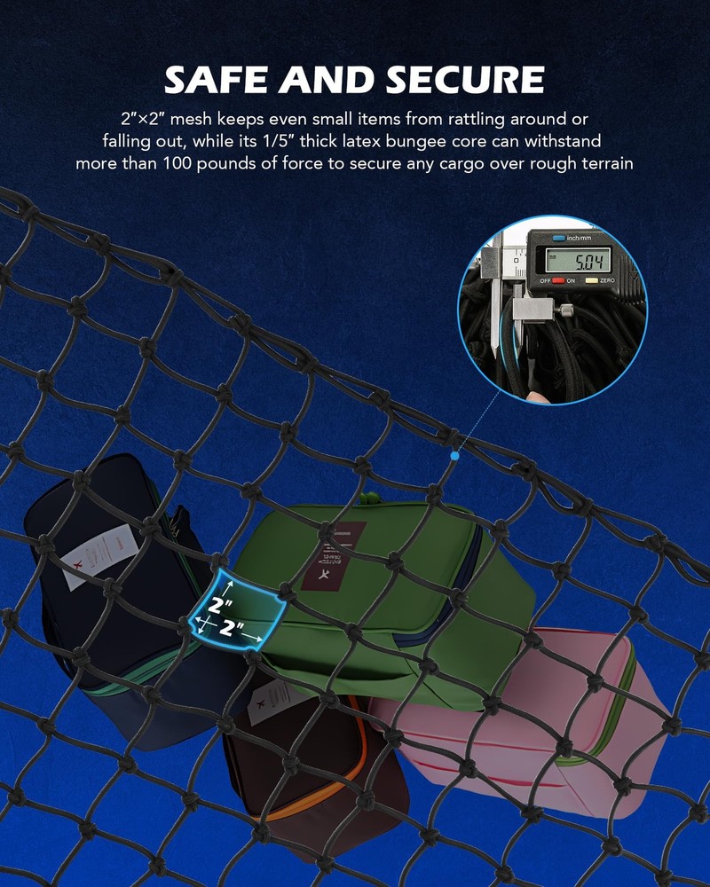 Orion Motor Tech 2'x3' Small Cargo Net with 2"x2" Mesh, 2'x3', Black