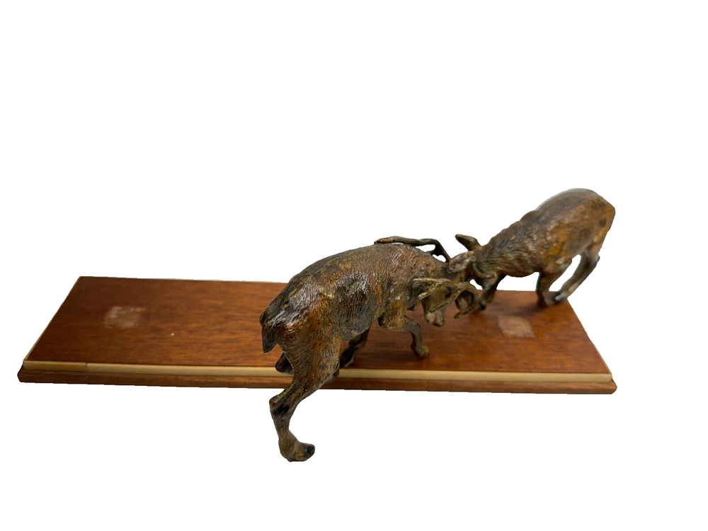 Large Vintage Vienna Bronze Stags Fighting
