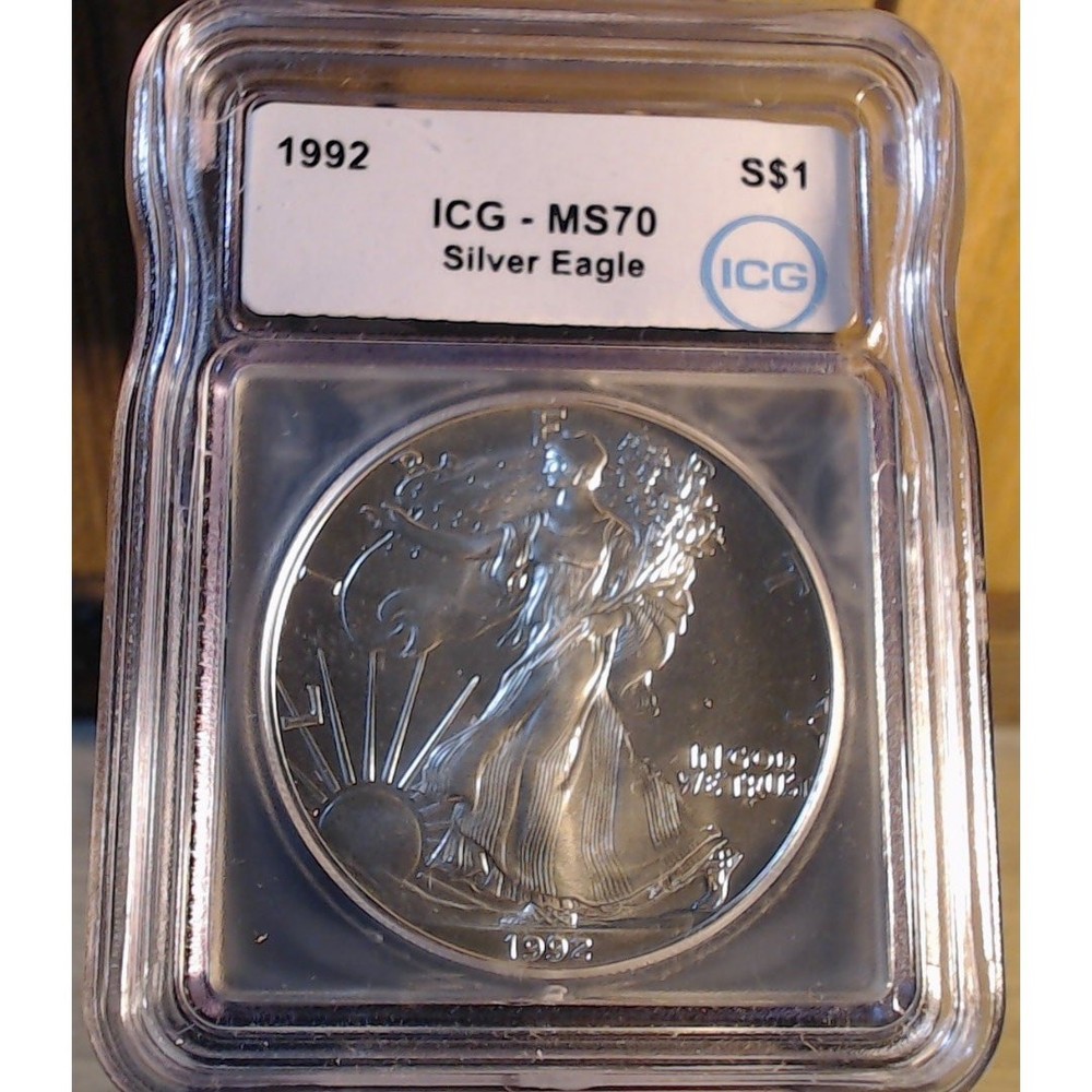 1992 ~ $1 Silver Eagle ~ ICG MS70